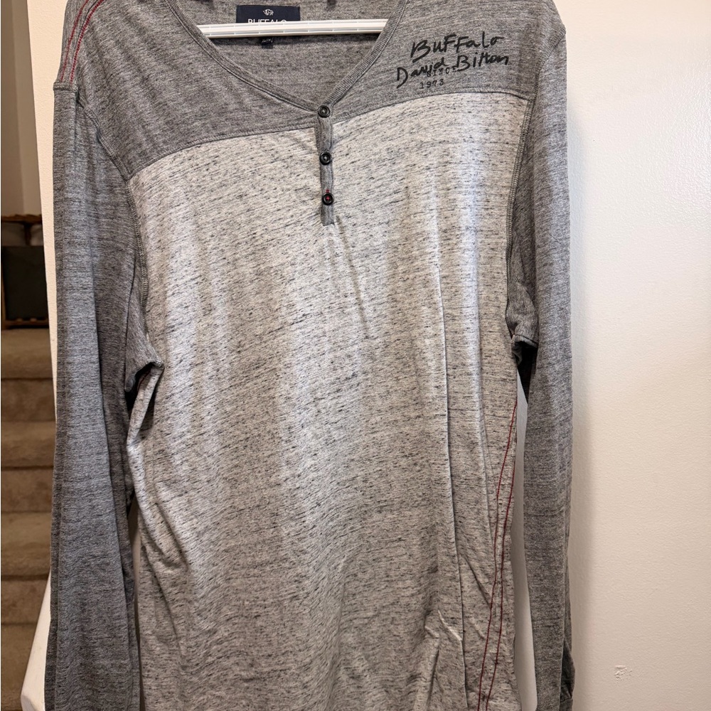 Buffalo David Bitton Heather Gray Long Sleeve Shirt
